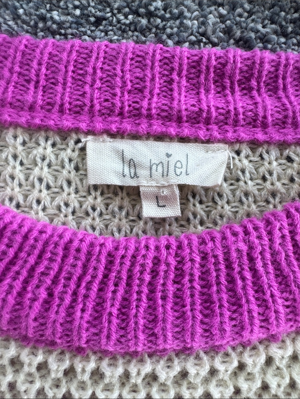 Striped Pink and Cream Knit Sweater - Picture 4 of 4